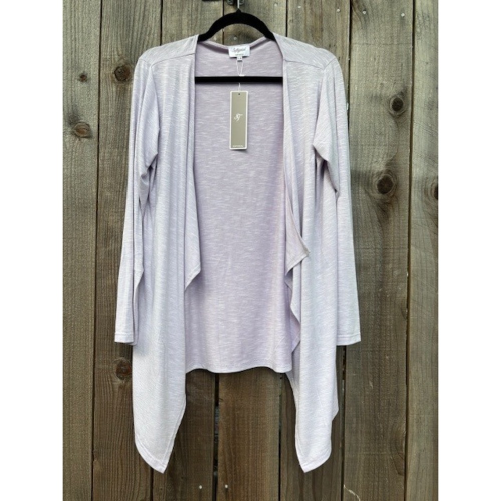 Softypical Women's Draped Open‎ Front Cardigan Lavender Lightweight Knit S-M
